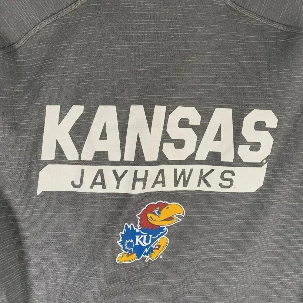 Jayhawks Adidas Hoodie Men's Small Grey Graphic Print Long Sleeve Pullover